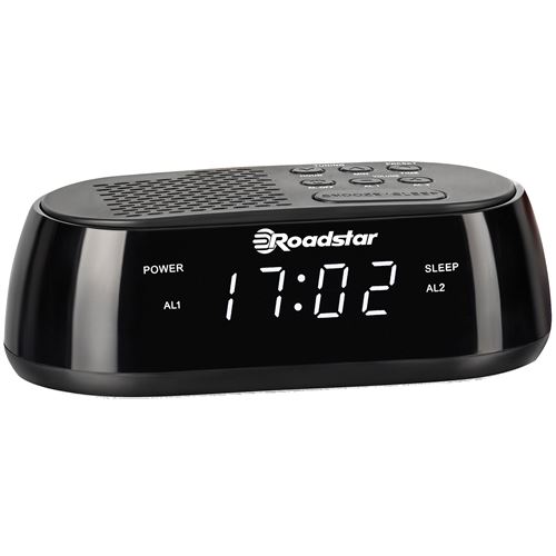 Radio-Réveil Numérique FM, Port USB à Chargement Rapide, 2 Alarmes, Écran LCD, Roadstar, CLR-2477, , Noir