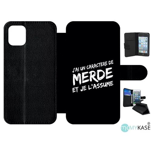Etui My-Kase pour iPhone 11 - j ai un caractere de merde et je l assume noir - Simili-cuir Noir