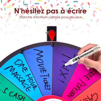 Roue De La Fortune 8 Couleurs – Roue De Loterie Tournante Personnalisable Pour Fêtes, Anniversaires, Jeux De Société Et Carnaval