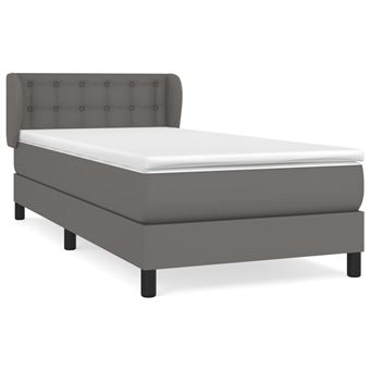 Matelas à ressorts ensachés 100x200 cm en cuir synthétique noir et