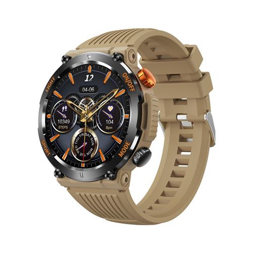 Montre connect&eacute;e HT17 1,46"" - Surveillance sant&eacute; - &Eacute;tanche IP67 - Sport Bluetooth - Beige