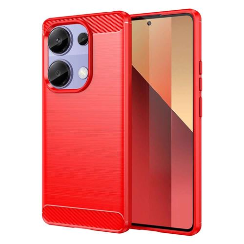 Coque pour Xiaomi Redmi Note 13 Pro 4G / Poco M6 Pro 4G - housse etui silicone gel carbone + verre trempe - ROUGE - htdmobiles