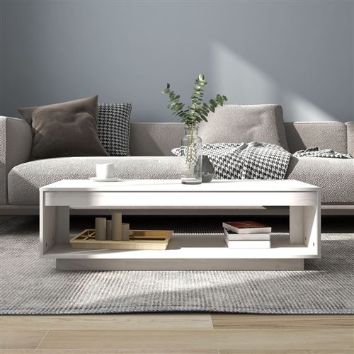 Vidaxl Blanc Table Basse 110X50x33,5 Cm Bois De Pin Massif - Image 2