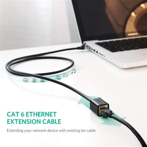 Vhbw - vhbw Câble d'extension LAN Ethernet Cat6 Rallonge RJ45 mâle vers  femelle RJ 45 30cm avec trous de vis de montage sur panneau; noir -  Accessoires alimentation - Rue du Commerce