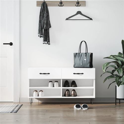 Vidaxl Blanc Banc À Chaussures 102X35x55 Cm Bois D Ingénierie - Image 2