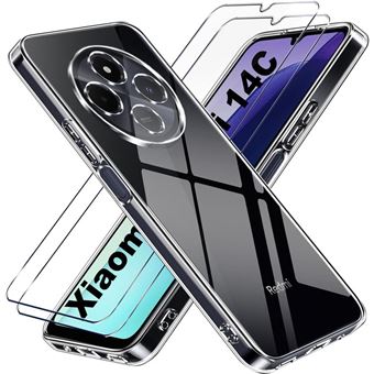 Coque Transparent pour Xiaomi Redmi 14C et 2 vitres verre trempés ,coque silicone souple - HQSELECTION® - 1
