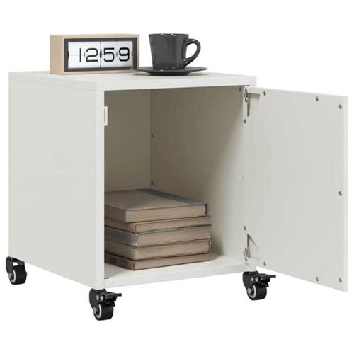 VIDAXL - Table de chevet - Acier - Blanc - 36x39x43,5 cm - Set de 2 - Image 2