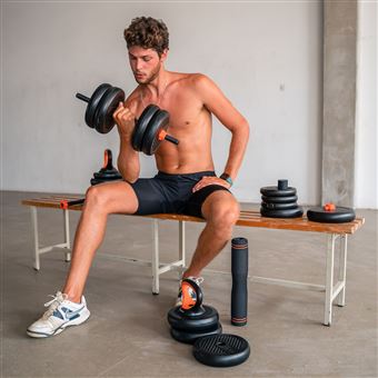 Kit Haltères Musculation Poids Ajustable Avec Barre D'extension  Supplémentaire, 10 Kg, 20 Kg, 30 Kg - Toute l'offre sport BUT