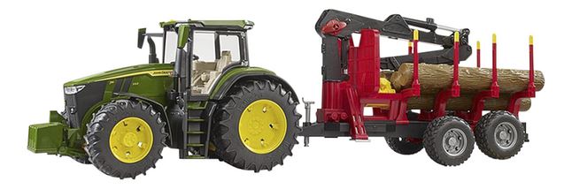 Tracteur Débardage John Deere 1210E Bruder - Échelle 1:16 - Avec Grue, Grappin Et 4 Troncs - Jouet Forestier