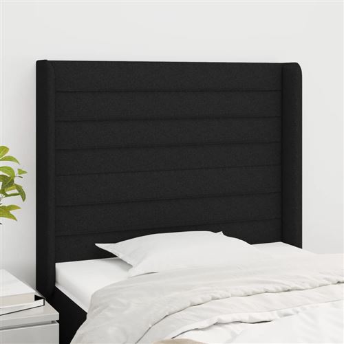 vidaXL Kopfteil mit Ohren Schwarz 83x16x118/128 cm Stoff