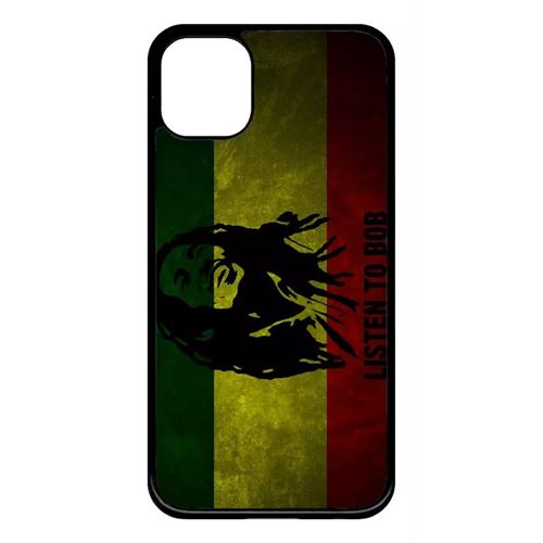 Coque My-Kase pour iPhone 11 - listen to bob marley - Plastique Noir