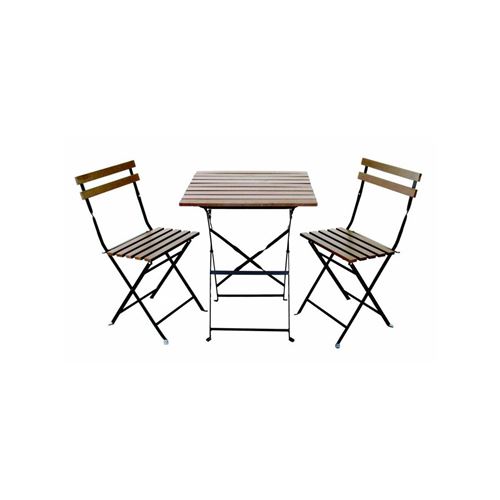 Kit mobilier de jardin Table+ 2 chaises pilante KZ GARDEN Bois et acier Jardin Terrasse