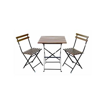 Kit mobilier de jardin Table+ 2 chaises pilante KZ GARDEN Bois et acier Jardin Terrasse - 1