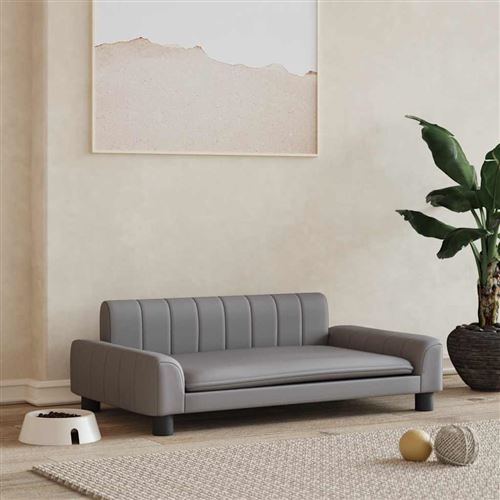 Comparer les prix de Lit pour chien gris 90x53x30 cm similicuir