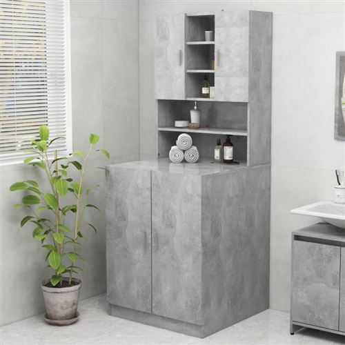 vidaXL Meuble pour machine à laver Gris béton 70,5x25,5x90 cm