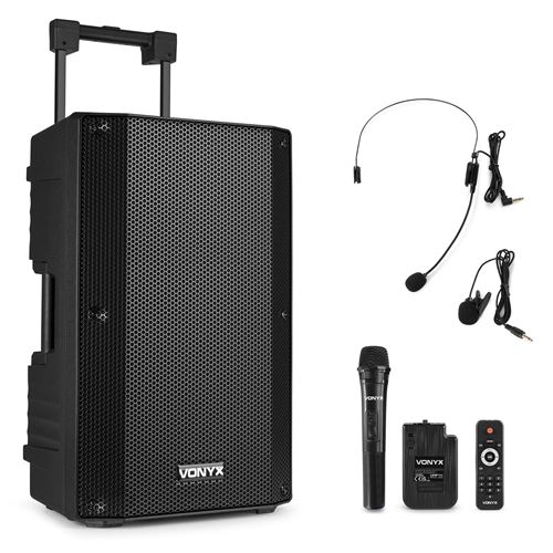 Vonyx Vsa500-Bp Sono Portable 800 Watts - Batterie Intégrée, Haut-Parleur 12, Micro-Casque Inclus, Bluetooth, Mp3