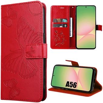 Coque pour Samsung Galaxy A56 5G, Protection Antichoc Anti-Rayures Synthécuir - Motif Papillon Rouge - BOOLING - 1
