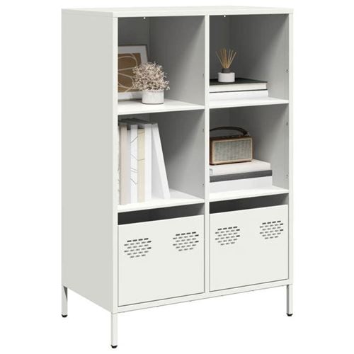 Non Communiqué Blanc Vidaxl Buffet Haut 68X39x103,5 Cm Acier, Armoire À Livres, Armoire À Livres Moderne, Étagère À Livres, Étagère Et 851387 - Image 1