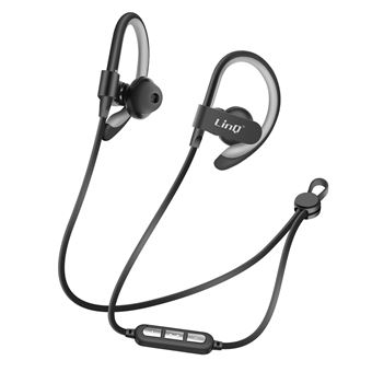Écouteurs Bluetooth Sport Tour de cou LinQ Noir, Portée 40m - 1