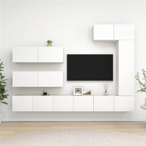 Non Communiqué Blanc Ensemble De Meubles Tv 7 Pcs Bois D Ingénierie