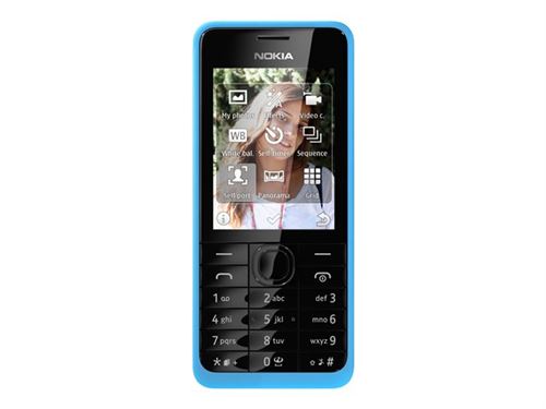 Nokia 301 - 3G téléphone de service - RAM 64 Mo - microSD slot - Écran LCD - 320 x 240 pixels - rear camera 3,2 MP - cyan
