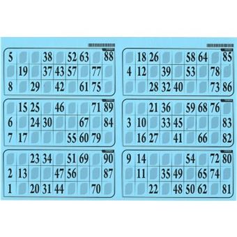 Plaque De Loto Bingo - 6 Grilles Imprimées, 90 Numéros - Carton Rigide 1,5 Mm, Format 29x20 Cm - Vert