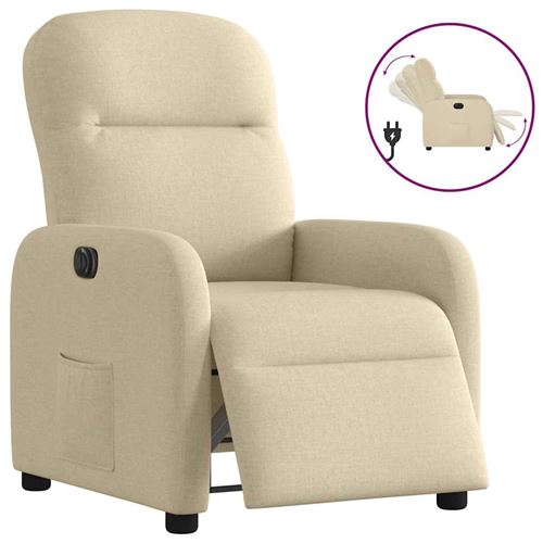 Vidaxl Fauteuil Inclinable Électrique Crème Tissu - Image 3