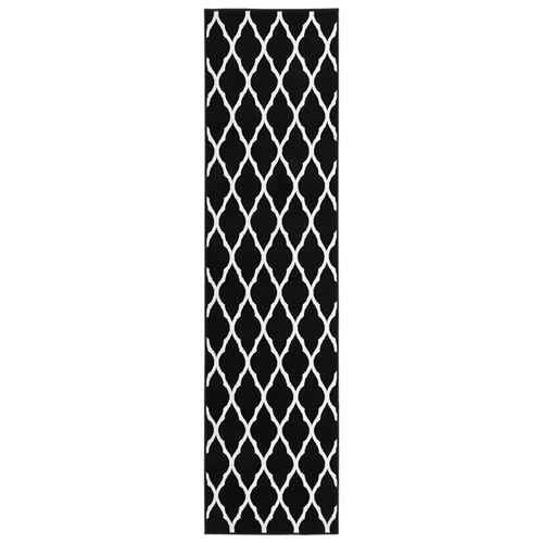 vidaXL Tapis BCF Noir et blanc 100x500 cm