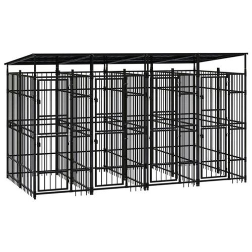 Meilleurs prix pour vidaXL Chenil d'Extérieur avec Toit pour Chiens Acier 7,37 m² Cage Enclos