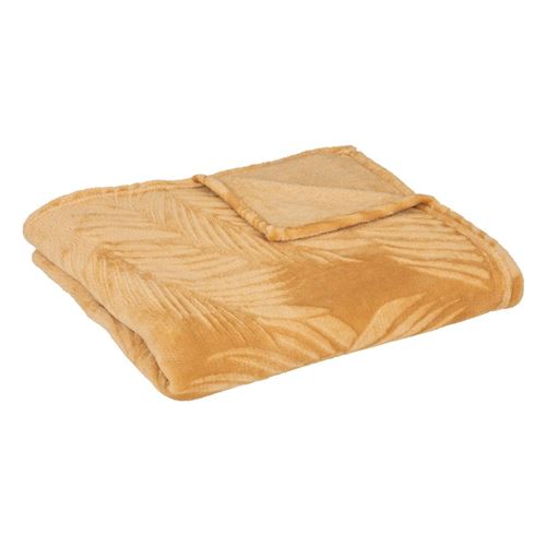 Atmosphera Créateur d'intérieur - Plaid en Flanelle "Zoa" 125x150cm Ocre