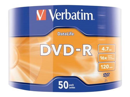Verbatim DataLife - 50 x DVD-R - 4.7 Go (120 minutes) 16x - argent mat - spindle