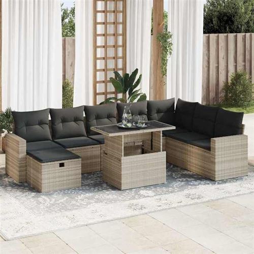 VIDAXL - Salon de jardin modulable - 8 personnes - Gris - Image 2