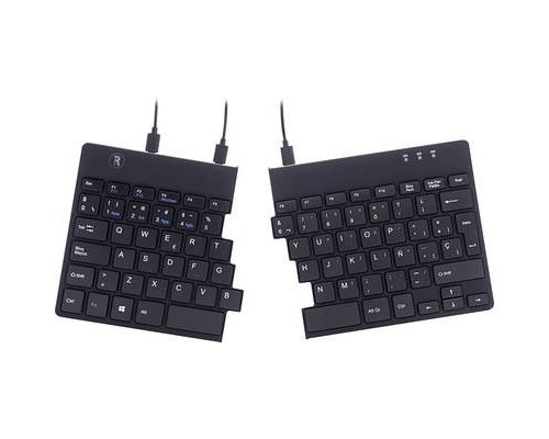 R-GO Tools Split (RGOSP-ESWIBL) filaire Clavier espagnol, QWERTY noir ergonomique