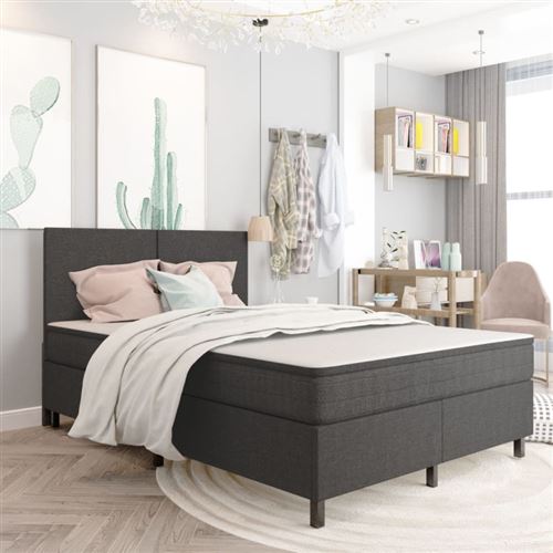 vidaXL Sommier tapissier Gris Tissu 160 x 200 cm