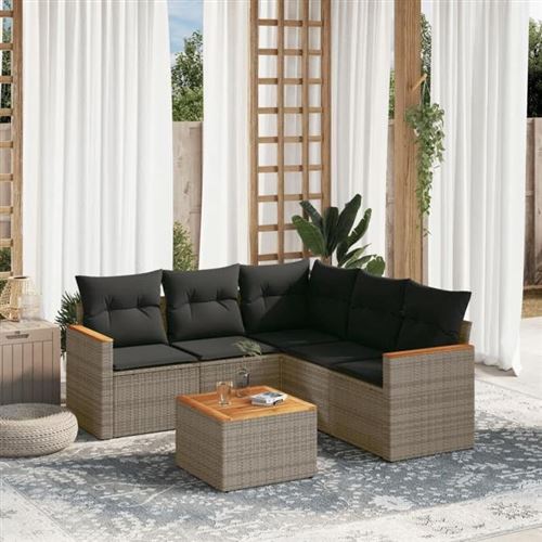Non Communiqué Gris Vidaxl Salon De Jardin Avec Coussins 6 Pcs, Canapés De Terrasse, Ensemble De Meubles De Patio, Mobilier D'extérieur, 3258371