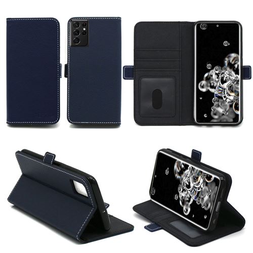 Housse bleue pour Samsung Galaxy S23 Ultra 5G Etui bleu de protection Portefeuille à Rabat avec Porte Cartes XEPTIO