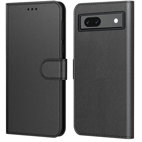 Coque pour Google Pixel 8a - Portefeuille Noir Rabat Clapet Aimanté Rangement Cartes Phonillico®