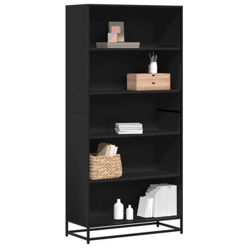 Bibliothèque noir 80,5x35x170,5 cm bois d ingénierie