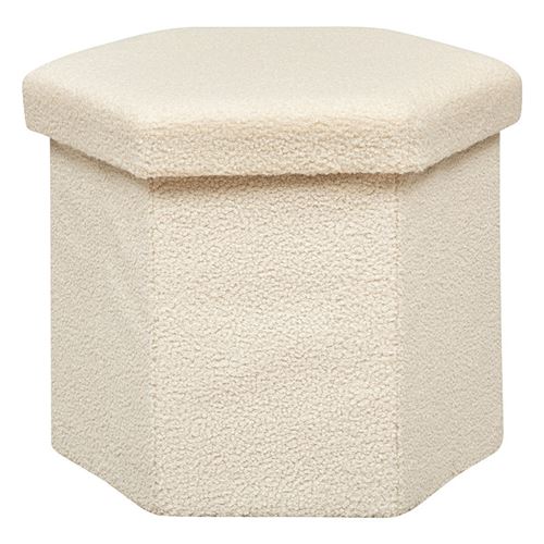 Non Communiqué Beige Pouf Pliant Hexa Bouclette Jaiko Ivoire Atmosphera