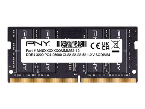 PNY Performance - DDR4 - module - 16 Go - SO DIMM 260 broches - 3200 MHz / PC4-25600 - CL22 - 1.2 V - mémoire sans tampon - non ECC