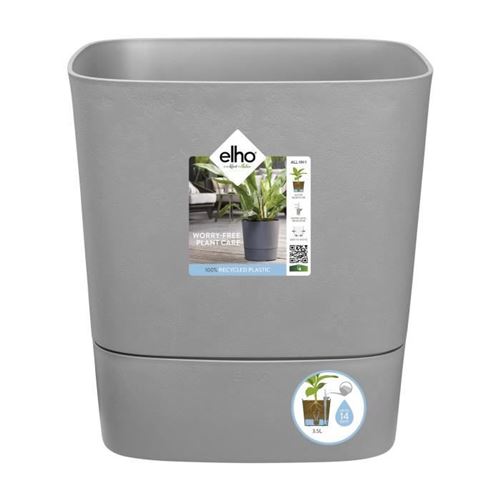 Pot De Fleurs - Greensense Aqua Care Carré 30 - Ciment Clair - Ø 29.5 X H 30.2 Cm ELHO