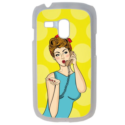 Coque Pin Up Fond Jaune Compatible Samsung Galaxy S3 Mini Transparent