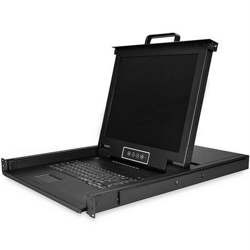 startech 8port rackmount kvm console 17in lcd mount parts/cbls incl noir