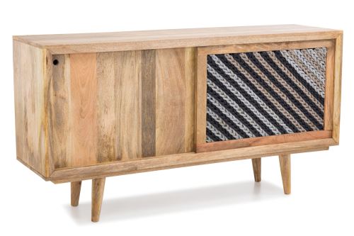 RODA Buffet à 2 portes coulissantes en Bois Manguier à Motif Tissé