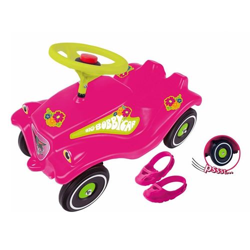 Big 800056103 Big - Bobby Car - Flower Power - Pneus avec coussinets à chaussures et silencieux