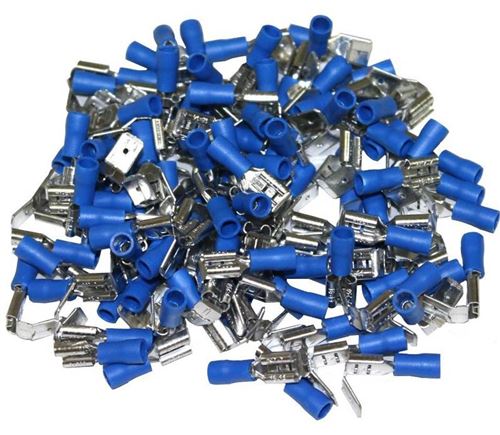 Cosses electriques doubles bleues 6.3 - sachet de 50 cosses - Oc-pro