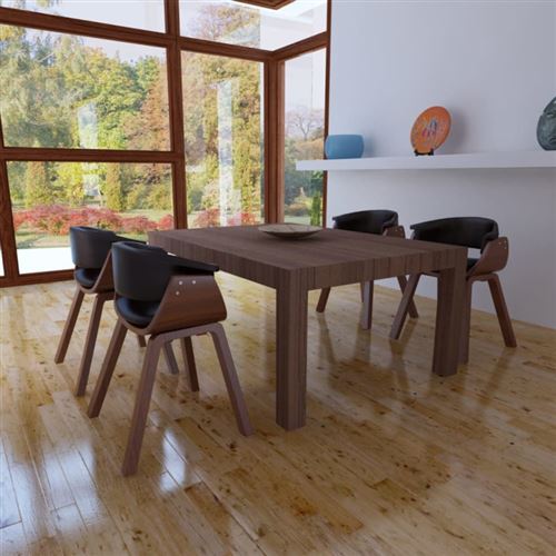 vidaXL Chaise de salle à manger 4 pcs Cadre en bois Cuir synthétique