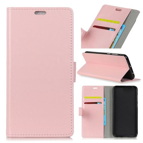 Etui en PU crazy horse avec support rose pour votre Motorola Moto G7 Play