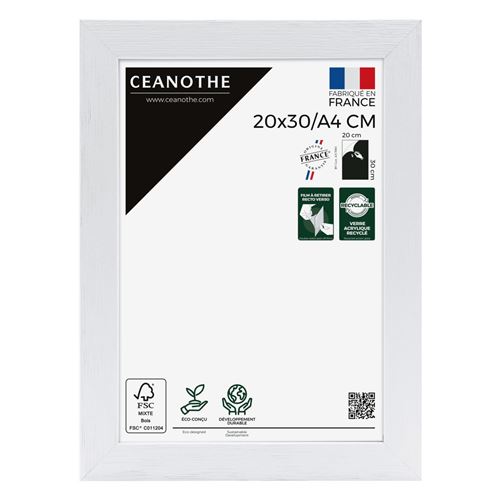 Cadre photo blanc 20x30 cm bois reconstitu&eacute; fsc
