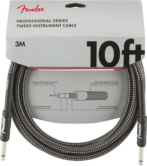 Câble jack Fender Professional Series Instruments, Gray Tweed - 3m